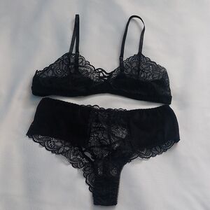Plus Size Lingerie  Waist Panty elegant Black‎ Lace Lingerie Set Size 2XL
